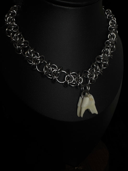 Deer tooth choker necklace