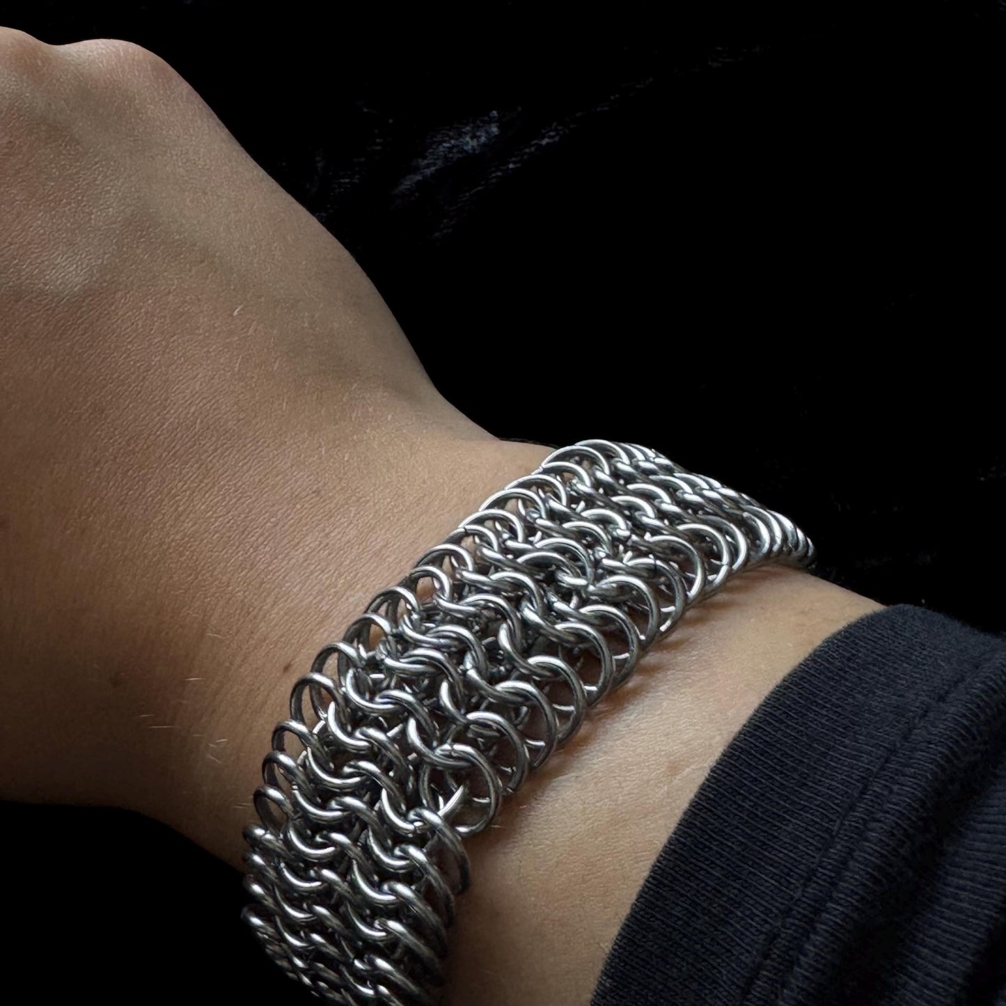 Chunky chainmail stainless steel handmade bracelet