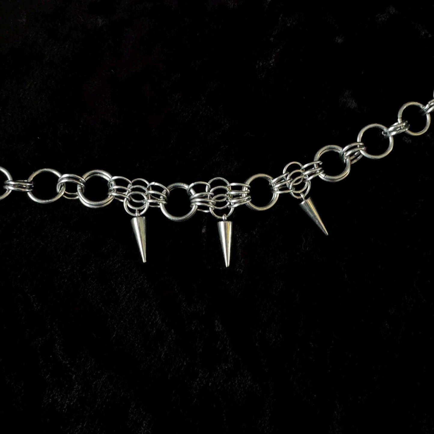 Chainmail stainless steel  spiked choker necklace