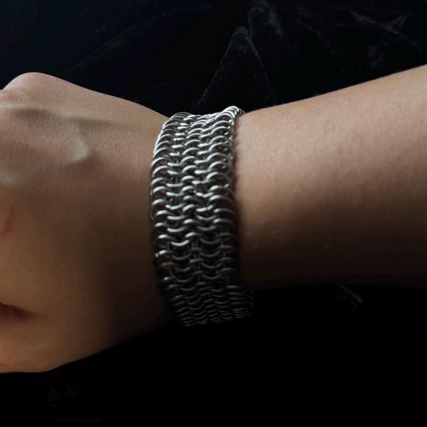 Chunky chainmail stainless steel handmade bracelet
