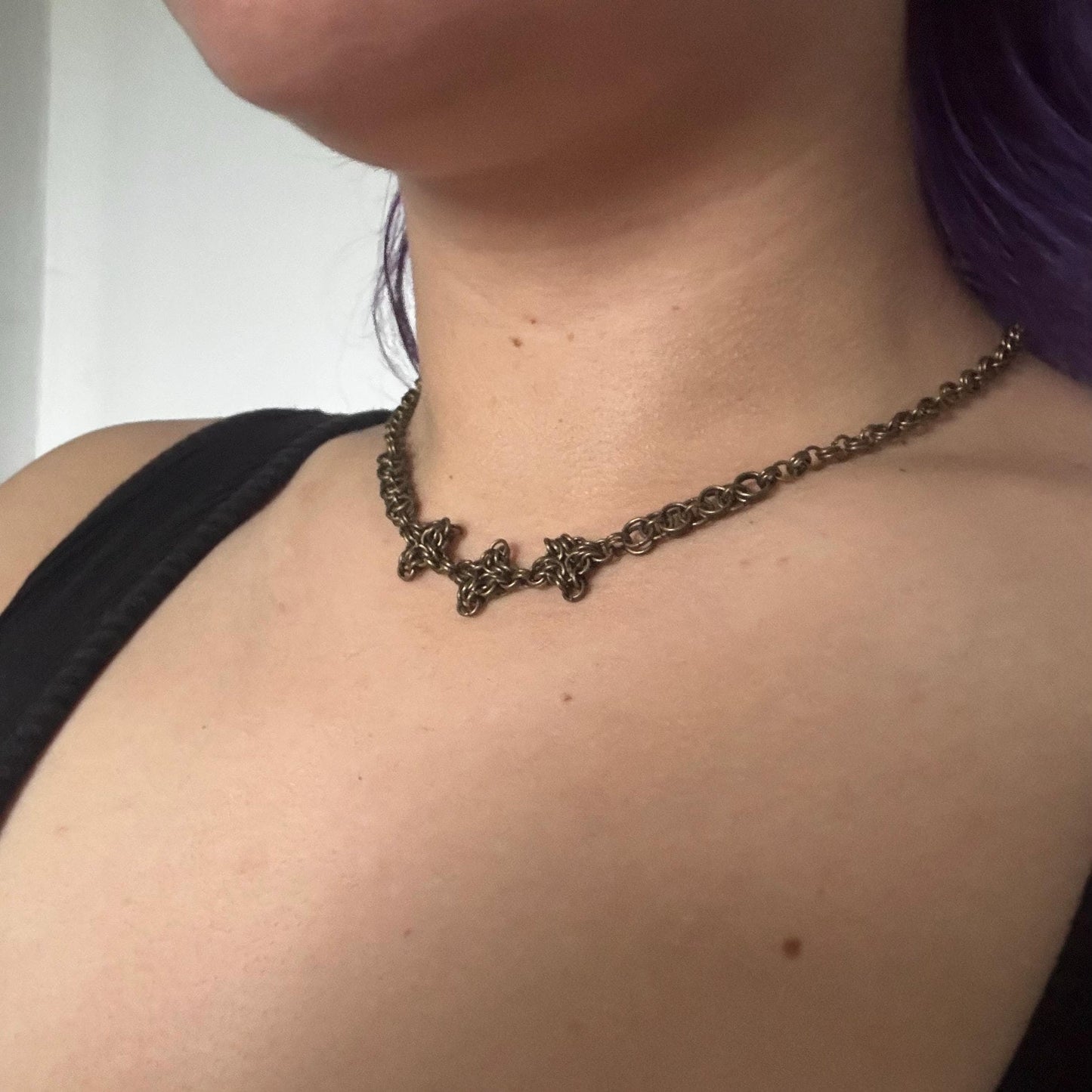 dainty bronze Chainmail necklace choker