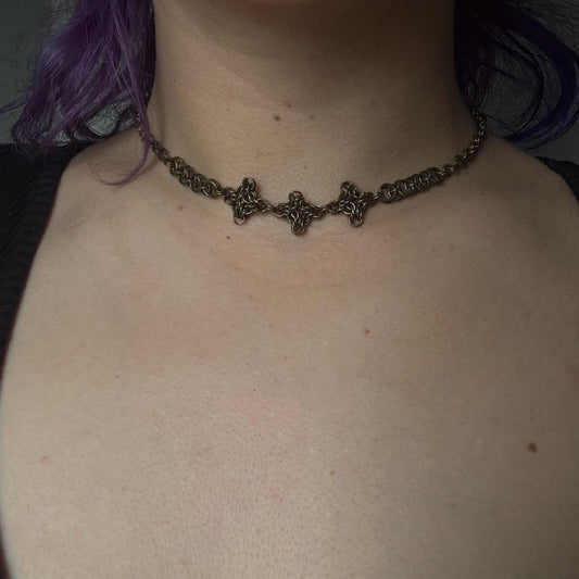 dainty bronze Chainmail necklace choker
