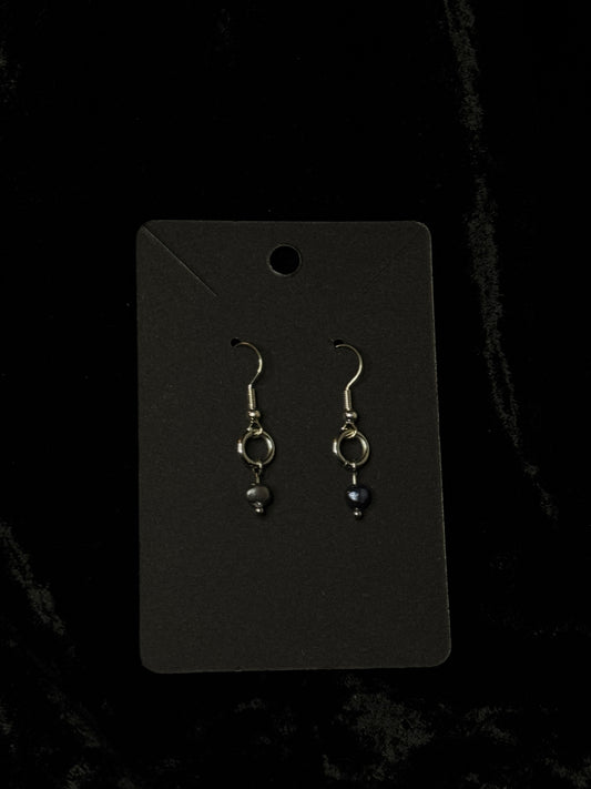 Minimal peacock pearl earrings