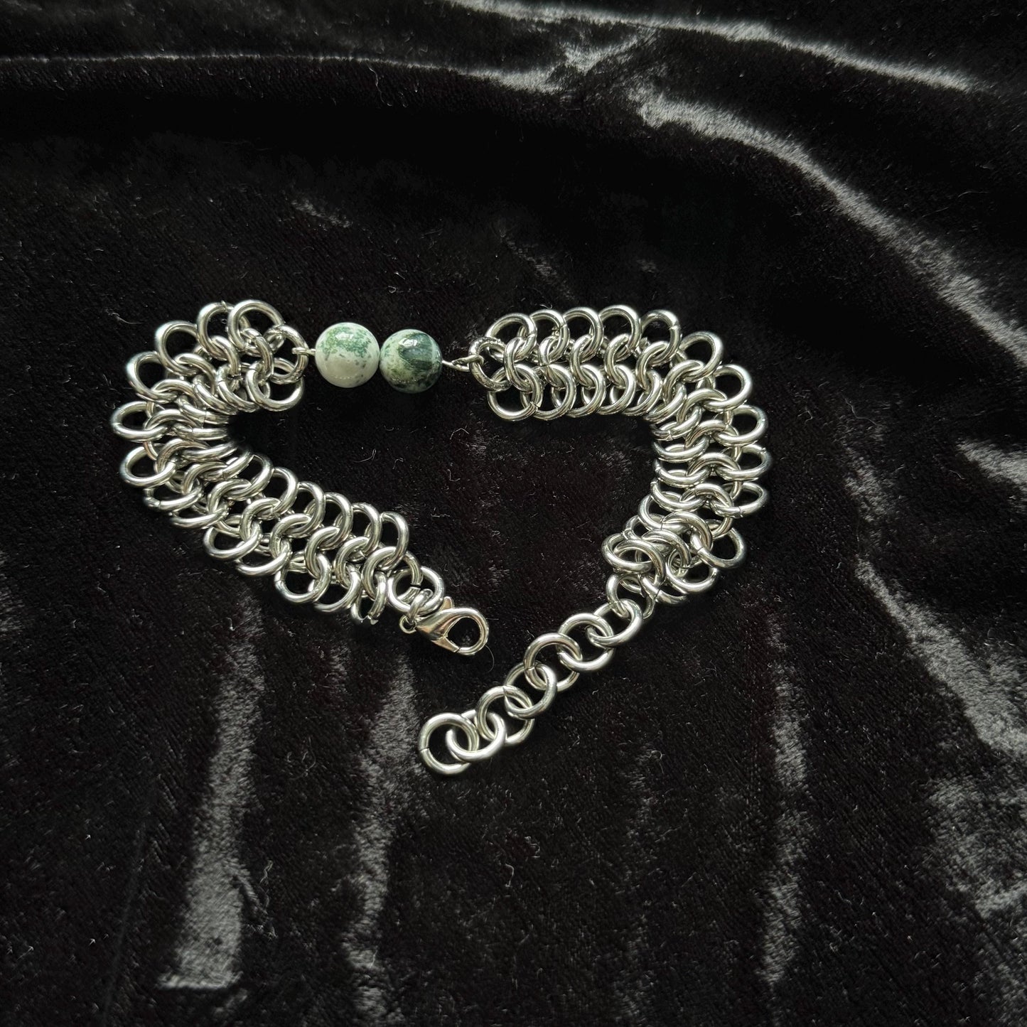 tree agate Chainmail bracelet