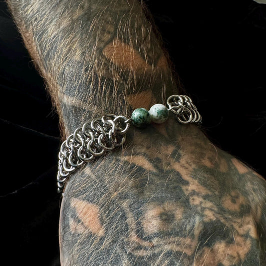 tree agate Chainmail bracelet