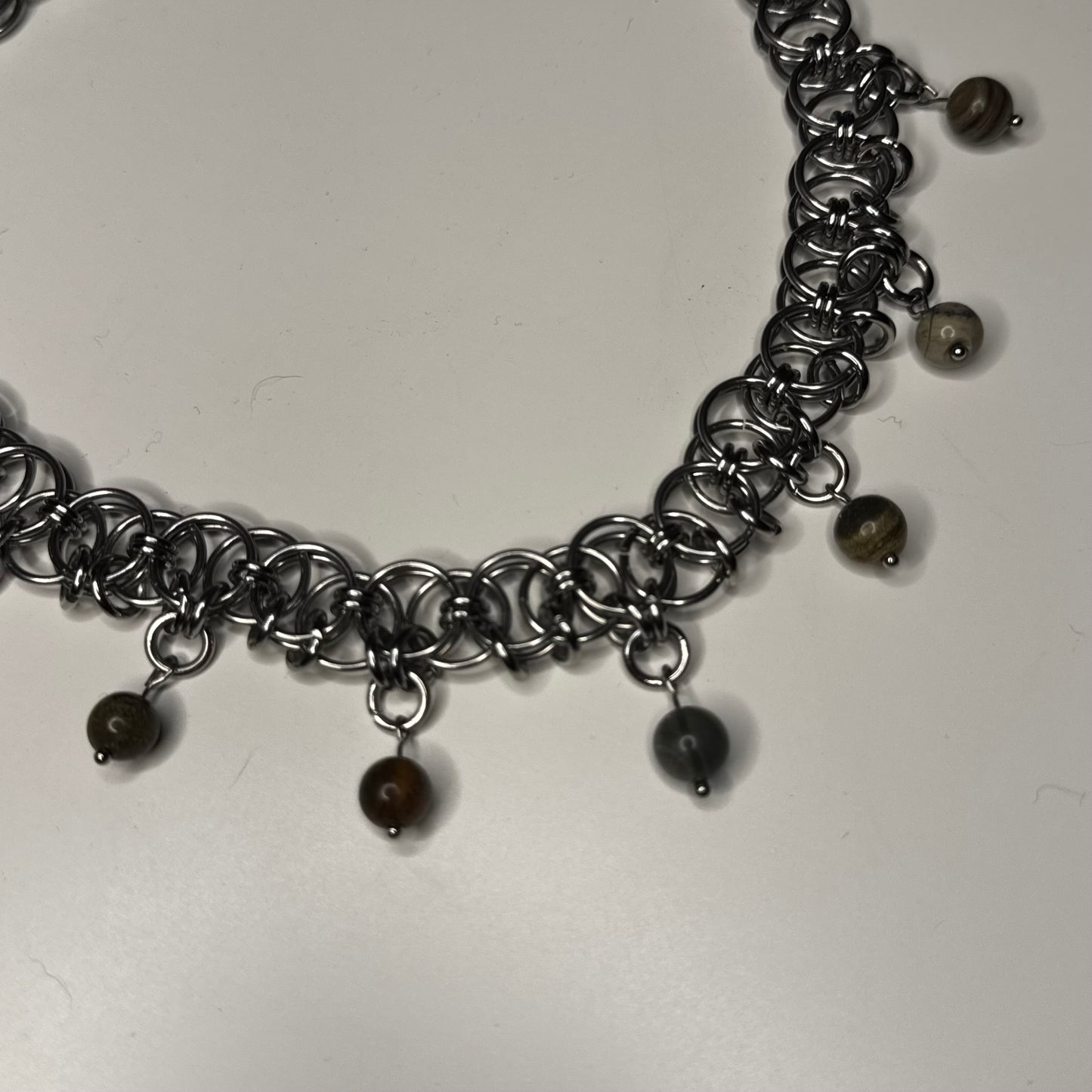leaf jasper helm Chainmail necklace