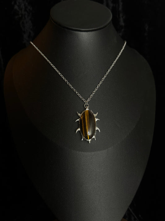 Tigers eye soldered pendant necklace