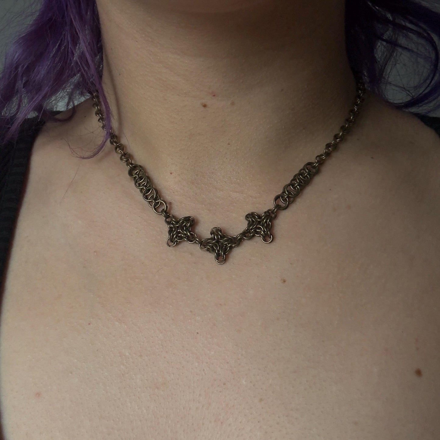 dainty bronze Chainmail necklace choker