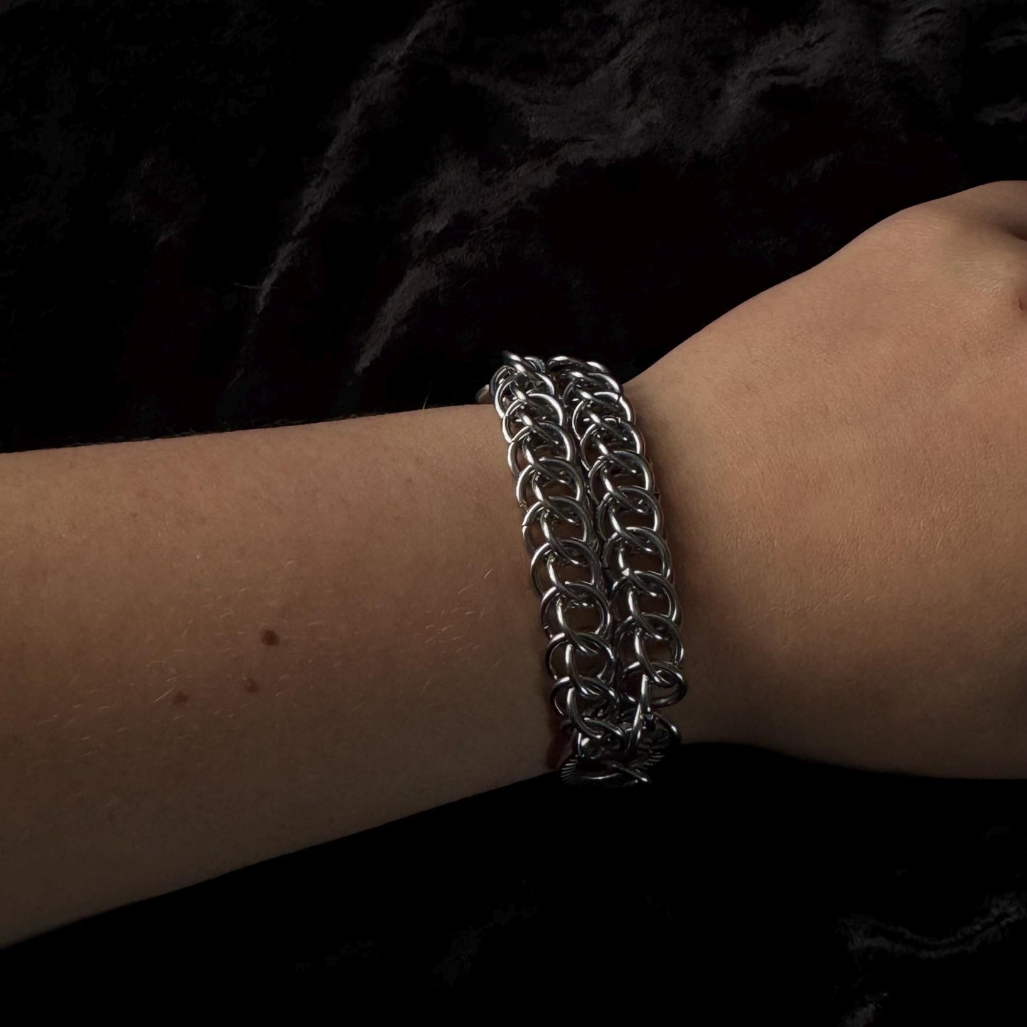 chainmail double stacked chunky bracelet