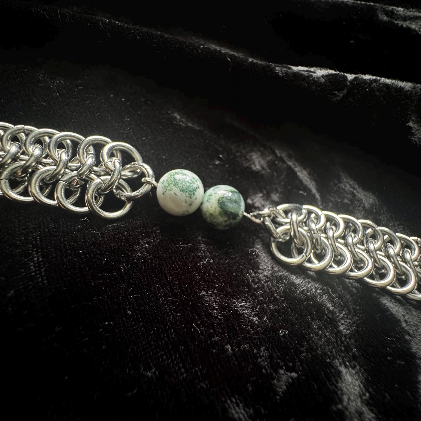 tree agate Chainmail bracelet