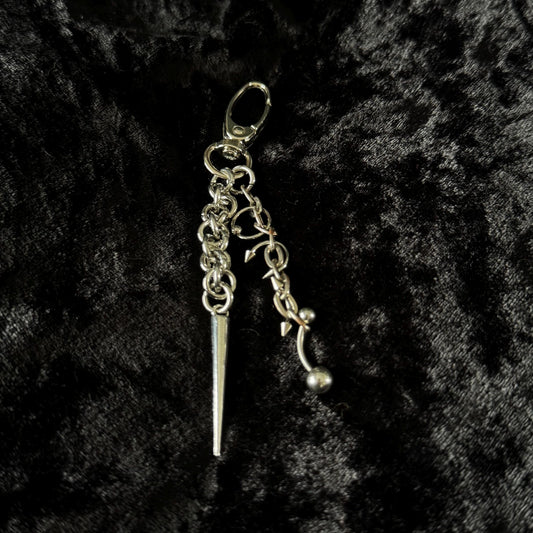 Pierced spike chainmail bag charm