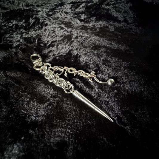 Pierced spike chainmail bag charm