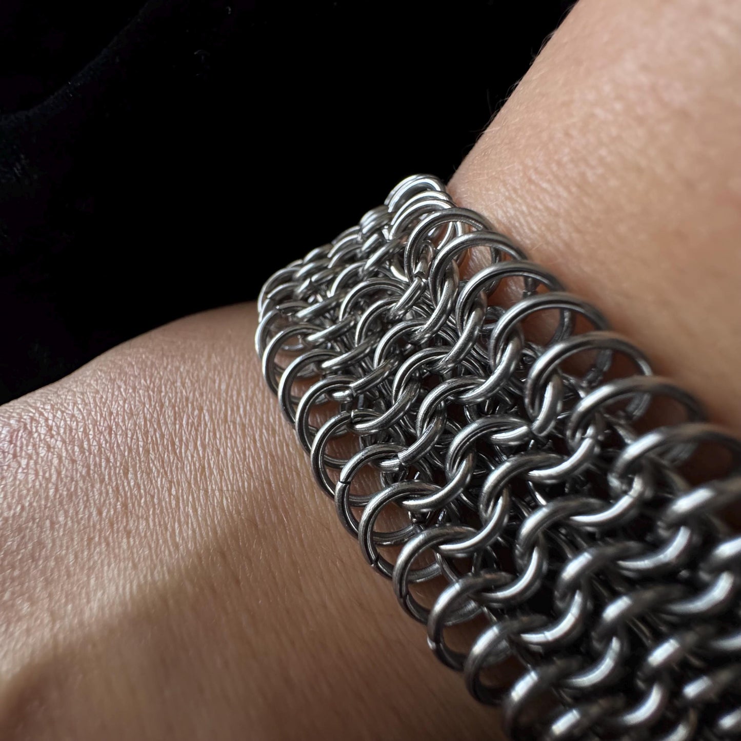 Chunky chainmail stainless steel handmade bracelet